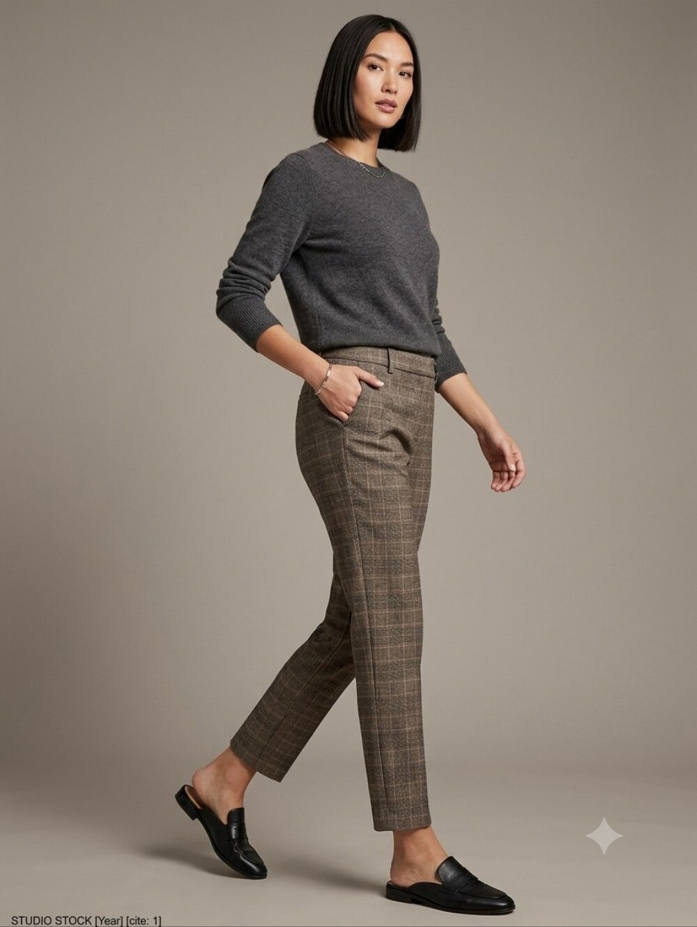Liverpool Los Angeles Plaid Ankle Pants Size 12/31 Brown Black Work Trousers
